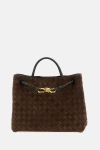 Bottega Veneta Women Medium Andiamo Suede Leather Handbag In Brown