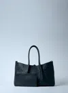 Bottega Veneta New Tote Intrecciato Small Reversible Leather Tote Bag In Black