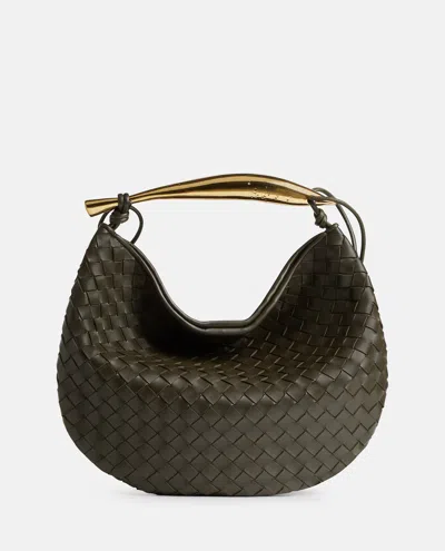 Bottega Veneta Medium Sardine Leather Top Handle Bag In Green