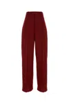Bottega Veneta Women Melange Red Wool Blend Wide-leg Pant In Green