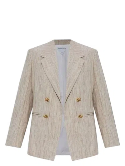 BOTTEGA VENETA WOMEN'S MELANGE SAND VISCOSE BLEND BLAZER