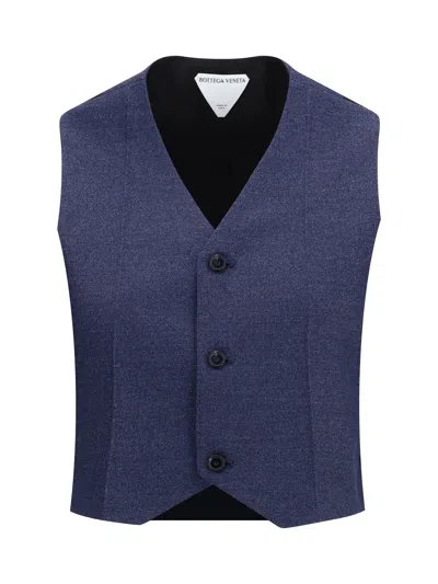 Bottega Veneta Women Mélange Wool Vest In Blue
