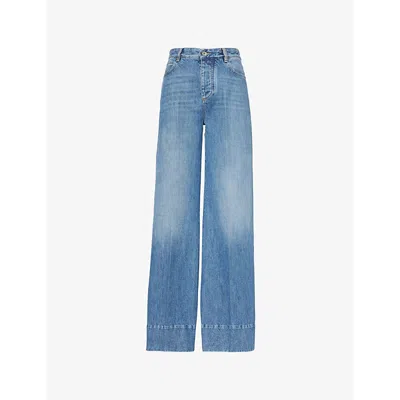 Bottega Veneta Womens Mid Blue Faded-wash High-rise Denim Jeans