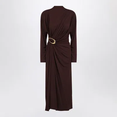 Bottega Veneta Women Mid-length Brown Dress In Viscose Jersey