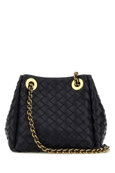 Bottega Veneta Women Midnight Blue Leather Small Parachute Shoulder Bag In Black