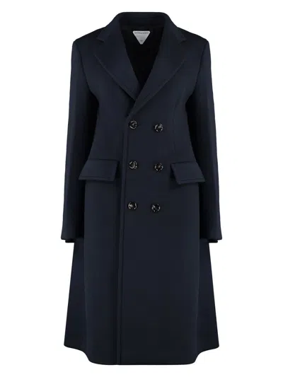 BOTTEGA VENETA WOMEN'S MIDNIGHT WOOL BLEND CAPE COAT