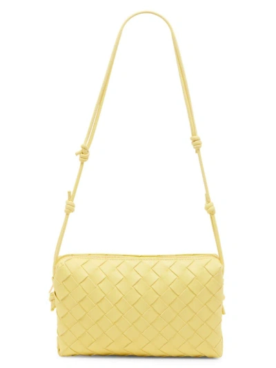 Bottega Veneta Women's Mini East-west Intrecciato Leather Shoulder Bag In Yellow