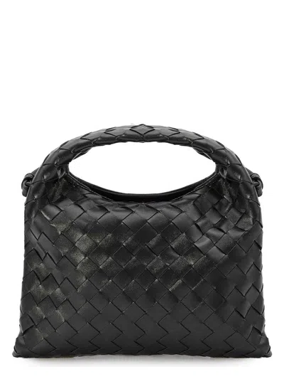 Bottega Veneta Womens Black-m Brass-black Hop Mini Intrecciato-weave Leather Shoulder Bag