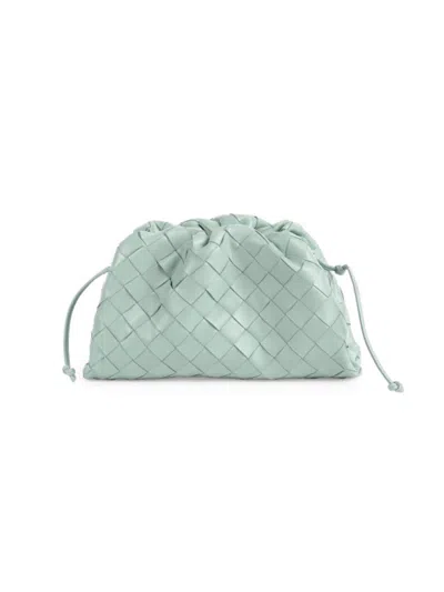 Bottega Veneta Women's Mini Intrecciato Leather Pouch Clutch In Sage Gold