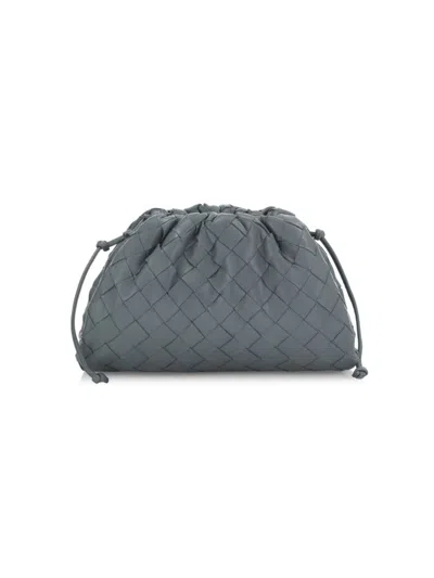 Bottega Veneta Women's Mini Intrecciato Leather Pouch Clutch In Gray