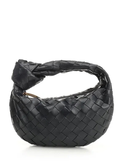Bottega Veneta Women Mini Jodie Leather Handbag With Intrecciato Motif In Black