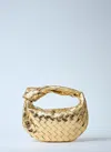Bottega Veneta Mini Jodie Metallic Leather Top-handle Bag In Gold
