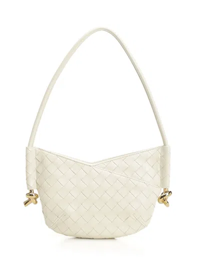 Bottega Veneta Womens Sea Salt-m Brass Knot Leather Shoulder Bag