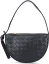 Bottega Veneta Mini Sunrise Leather Shoulder Bag In Black