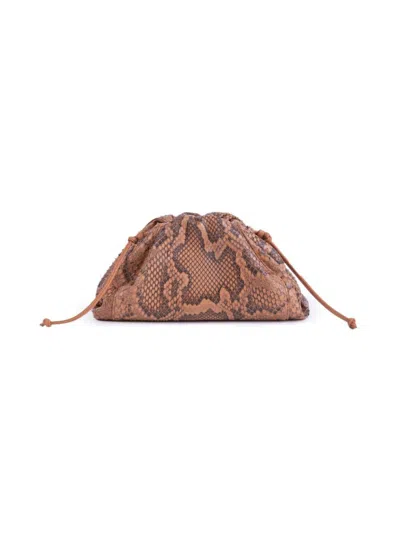 Bottega Veneta Women's Mini The Pouch Python-embossed Leather Clutch In Brown