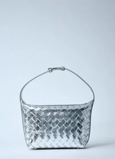 Bottega Veneta Women Mini Wallace Shoulder Bag In Silver