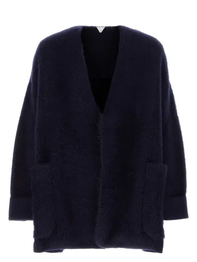 BOTTEGA VENETA WOMEN'S NAVY STRETCH WOOL BLEND CARDIGAN