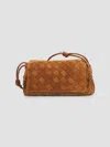 Bottega Veneta Women's Notturno Intrecciato Suede Pouch In Brown