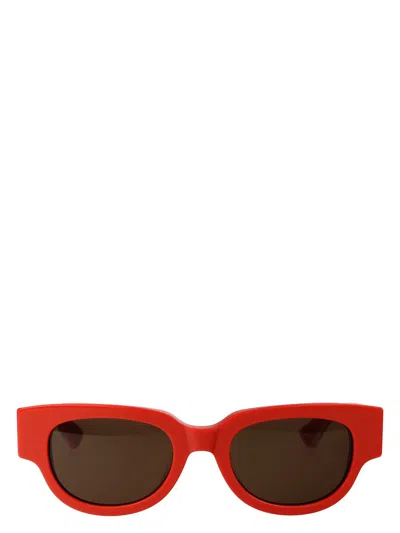 Bottega Veneta Orange Acetate Sunglasses In Red