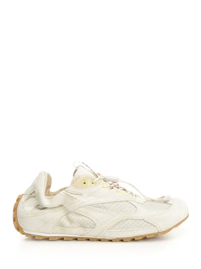 Bottega Veneta Orbit Suede Mesh Low-top Sneakers In White