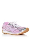 Bottega Veneta Women 'orbit' Pink Sneakers With Logo Lettering Print In Lightweight Techno Mesh Woma In Pink