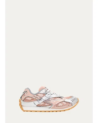 Bottega Veneta Women's Orbit Metallic Net Runner Sneakers In White Terr