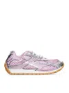 Bottega Veneta Women 'orbit' Pink Sneakers With Logo Lettering Print In Lightweight Techno Mesh Woma In Multi