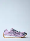 Bottega Veneta Women 'orbit' Pink Sneakers With Logo Lettering Print In Lightweight Techno Mesh Woma In Pink