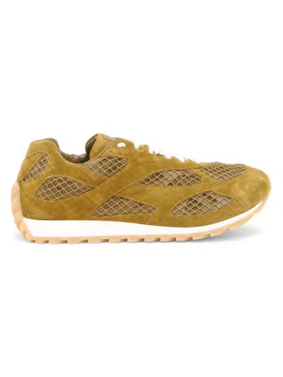 Bottega Veneta Orbit Suede Mesh Runner Sneakers In Brown