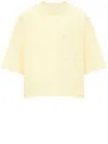Bottega Veneta Jersey Cropped T-shirt With V Pocket In Yellow,orange
