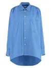 Bottega Veneta Light Blue Cotton Blend Oversize Shirt In Light Blue