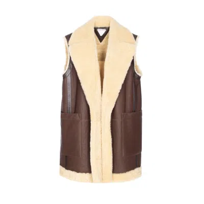 Bottega Veneta Women Padded Leather Vest In Brown