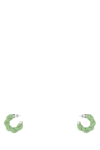 BOTTEGA VENETA BOTTEGA VENETA WOMEN PASTEL GREEN NAPPA LEATHER AND 925 SILVER EARRINGS