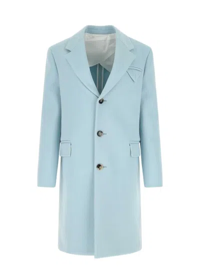 BOTTEGA VENETA WOMEN'S PASTEL LIGHT-BLUE TRICOTINE COAT