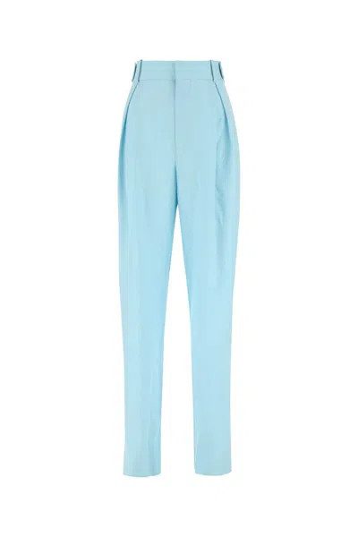 Bottega Veneta Women Pastel Light-blue Wool Wide-leg Pant