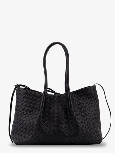Bottega Veneta Women Pinacoteca Leather Handbag With Intrecciato Motif In Black