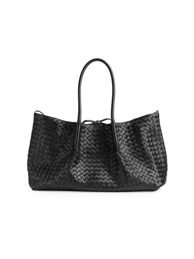 Bottega Veneta Pinacoteca Medium Reversible Tote Bag In Intrecciato Silky Leather In White