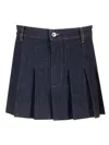 Bottega Veneta Women Pleated Denim Miniskirt In Blue