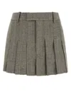 Bottega Veneta Knotted Melange Pleated Mini Skirt In Brown