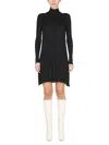 Bottega Veneta Turtleneck Button Keyhole-sides Plisse Dress In Black