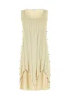 Bottega Veneta Embellished Pleated Mini Dress In Neutral