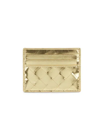 Bottega Veneta Women's Portacard Metallic Leather Card Case In Gold