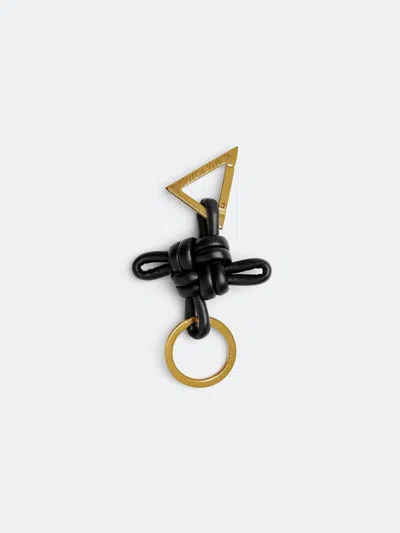 Bottega Veneta Triangle Key Holder Double Ring In Black