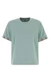 Bottega Veneta Cotton T-shirt With Checked Trim And Foldable Cuffs