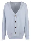 Bottega Veneta Powder Blue Stretch Cashmere Blend Cardigan In Blue