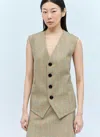 Bottega Veneta District Check Wool Vest With Drawstring In Cream
