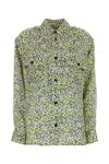 Bottega Veneta Women Printed Silk Shirt In Green