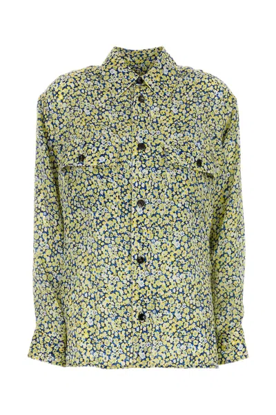 Bottega Veneta Women Printed Silk Shirt In Green