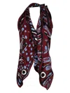 Bottega Veneta Fish Print Asymmetric Silk Twill Halter Top
