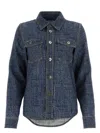 Bottega Veneta Blue Silk And Viscose Denim Printed Shirt